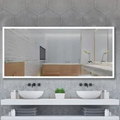 Vanity Art 60 in W W 28 in. H Frameless Rectangular LED Light Bathroom Bathroom Mirror Vanity in Clear-VA3D-60 - انبار خانه