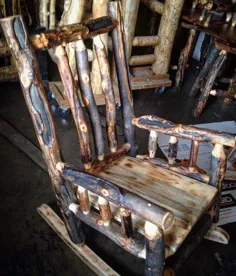 صندلی گهواره ای صندلی راک چوبی Dark Colorado Aspen Log |  اتسی