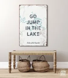 پوستر Vintage Lake of Ozarks Sign> پوستر "go jump in the lake"، چاپ جزر و مد خانه دریاچه آبی، cust