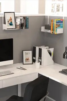 قفسه کتاب آویز اطاقک فلزی BUROBALI برای دکوراسیون دفتر - طول 17 "- سفید