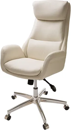 صندلی اداری گلیتژوم خانگی صندلی چرمی قابل تنظیم رومیزی رومیزی دارای بازو ، کرم