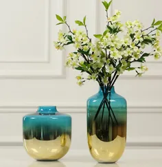 گلدان گلدان شیشه ای رنگ ضربه ای برش خورده با کیفیت بالا و اسپری کلاسیک