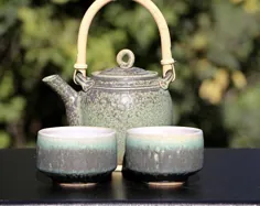 مجموعه ای از 6 لیوان چای پرنعمت مراکشی ، قوری و سینی معتبر ، فنجان های سبک دست ساز چند طرح ، لیوان های چای کبالت ، لیوان های چای پرنعمت