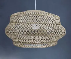 آویز روشنایی بامبو آباژور بامبو طبیعی |  اتسی