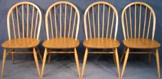 مجموعه ای از 4 صندلی ناهار خوری آشپزخانه نارگیل و راش ارزان قیمت Ercol Windsor 877 |  eBay