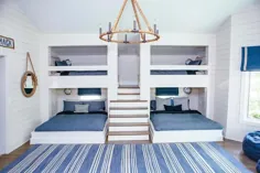 اتاق دو طبقه پسران آبی سفید و نیلی با لوستر طناب - کلبه