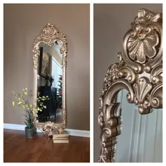 آینه دیواری طلائی تزئینی / آینه بزرگ دیواری بزرگ / آینه لهجه طلای خیره کننده / آینه تمام طول
