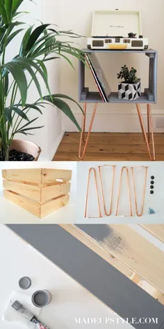 میز کناری جعبه DIY با شرکت سنجاق مو - سبک ساخته شده