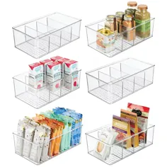 سطل سازنده مواد غذایی ذخیره سازی انبار غذا آشپزخانه پلاستیک mDesign ، 6 بسته - شفاف