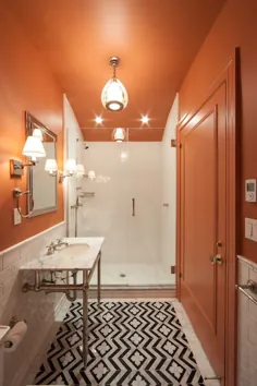 حمام نارنجی و سیاه - الکتریکی - حمام - خانه بازسازی شده