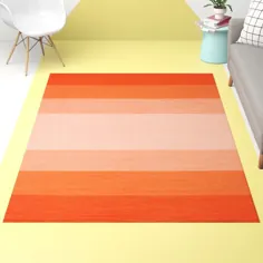 فرش منطقه نارنجی پنبه ای و پارچه ای تخت و راه راه جولی