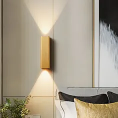دیوار اتاق نشیمن فلزی سبک و سبک مجهز به کوبوئید LED دیوارکوب بالا و پایین دیواری در لامپ های دیواری طلایی و شمشیرهای