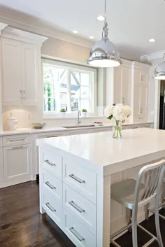 38 + ایده های طراحی آشپزخانه سفید کابینت ها و میزهای پیشخوان