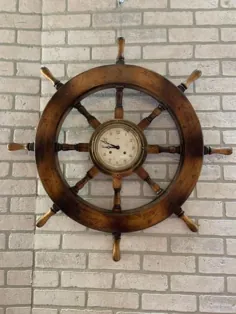ساعت دیواری چرخ چوبی سبک دریایی |  اتسی