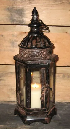 دارنده شمع مشکی LANTERN * دکوراسیون کشور ابتدایی / فرانسوی / مزارع شهری |  eBay