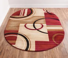 دایره های هندسی مدرن فرش های منطقه ای چند نرم قرمز