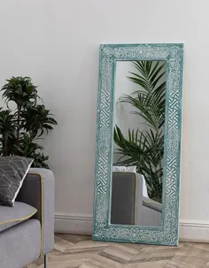 آینه قدیمی هند MAS TEAL 28х56 "- آینه توری آینه حمام آینه هند کار آینه هند