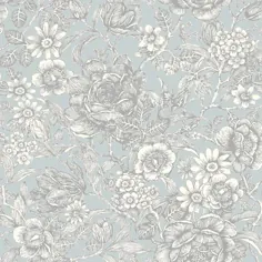 Crown CWV 56.4 فوت مربع کاغذ آبی روشن گل منجمد نشده کاغذ دیواری را خمیر کنید Lowes.com
