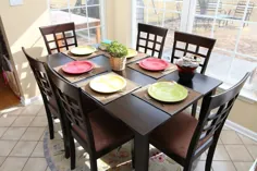 میز آشپزخانه اتاق غذاخوری 7 عددی اسپرسو میز و 6 صندلی عقب وفل گندم 7 قطعه برای فروش آنلاین |  eBay