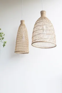 لامپ آویز بامبو دست ساز سبک طبیعی بامبو / آویز |  اتسی