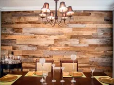 اتاق ناهار خوری هیوز دیوار لهجه ای چوبی احیا شده |  Fama Creations