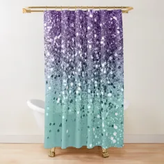 Glitter Purple Teal Mermaid Ocean Glitter # 1 (Faux Glitter) #shiny #decor #art Shower Curtain by anitabellajantz