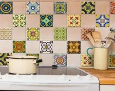 برچسب های حمام 24 کاشی مکزیکی کاشی Decals مخلوط کاشی دیواری تزئینات آشپزخانه