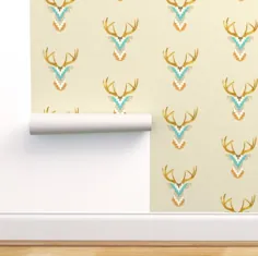 Deer Head Wallpaper Telluride Deer Turquoise توسط |  اتسی