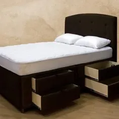 تختخواب تختخواب جامد NdRnV07 با 4 کشو به علاوه تخته های سر و پا ضخیم ، ضخیم و تخته های بزرگ ، پست های طبیعی ، رنگ طبیعی