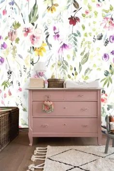 کاغذ دیواری گلدار و کاغذ دیواری گل دخترانه کودکستان |  اتسی