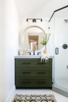 دستشویی سبز Hunter با آینه کرم گرد - کلبه - حمام