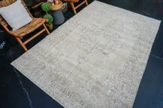 فرش 6’8 10 10 ’Vintage Oushak Rug Muted Clay-Grey and Greige Carpet
