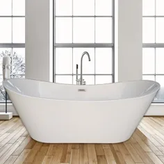 وان حمام WoodBridge 67 "x 31.5" ، اکریلیک در نیکل / سفید / نیکل براق ، اندازه 28 "H X 67" W X 29 "D | Wayfair