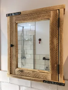 کابینت حمام چوبی روستیک.  کابینت حمام آینه ای ، |  Vinterior