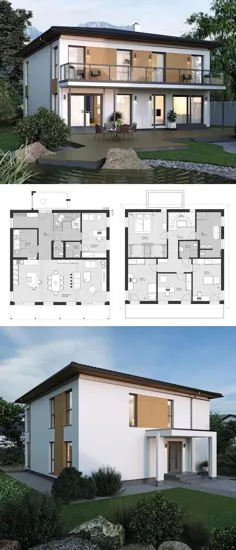 ویلای شهری خانه ELK 220 با سقف لگن دار - خانه پیش ساخته ELK |  HausbauDirekt.de