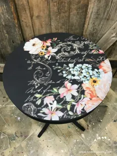 چگونه می توان یک میز را با رنگ فلزی و گل های افسانه ای تازه سازی کرد