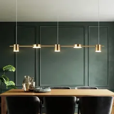 میز ناهار خوری طولانی چراغ آویز LED چراغ آویز لوستر جزیره آشپزخانه مدرن چراغ آویز بلند سیاه و سفید