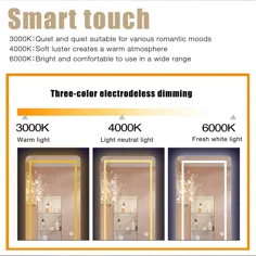 آینه LED تمام آینه دیواری آینه ای با چراغ آینه برای لباس حمام / اتاق خواب / اتاق نشیمن Dimmer Touch Switch ضد آب 47 "x 22" - Walmart.com