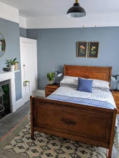 اتاق خواب مهمان تازه تزئین شده در تراس ویکتوریا ، ساحل جنوبی ، انگلستان