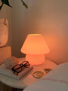 چراغ قارچ صورتی چراغ شیشه ای میز کنار تخت چراغ شیشه ای |  اتسی