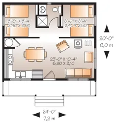 طرح خانه به سبک کابین - 2 تختخواب 1 حمام 480 مترمربع و طرح طرح 23-2290