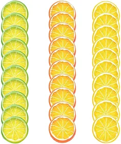 Artlink 30 عدد تکه های لیمو جعلی پلاستیکی برشهای لیمو مصنوعی دکوراسیون برای آشپزخانه رستوران خانگی Fake Fruit Fruit Realistic Lemon Decora Vase Filler-Mixed
