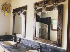 آینه RUSTIC DISTRESSED ، آینه دیواری ، آینه حمام ، آینه چوبی روستایی ، آینه قاب چوبی ، آینه غرور ، آینه بزرگ ، آینه کوچک
