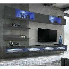 Orren Ellis Saydee مرکز سرگرمی تلویزیون های تا 70 اینچ ، چوب / شیشه شفاف / براق به رنگ خاکستری | Wayfair