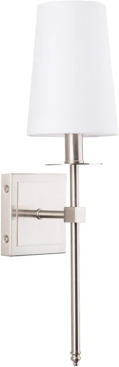 لامپ لوازم جانبی Torcia Wall Sconce Slim 1 با سایه پارچه ای |  Nickel Vanity Light LL-SC425-BN