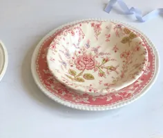 کاسه صبحانه غلات / سوپ "Rose Chintz Pink" توسط برادران جانسون