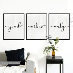 Good Vibes Only Set of 3 Wall Art چاپگرهای مثبت مثبت |  اتسی