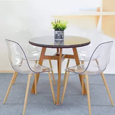 صندلی های آشپزخانه اکریلیک GreenForest صندلی های ناهار خوری شفاف با صندلی شفاف کریستالی ، صندلی های ناهار خوری مدرن قرن چهارم ، صندلی های جانبی لهجه پلاستیکی پوسته برای آشپزخانه ، اتاق استراحت