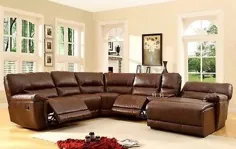 BIG & COMFY BROWN LEATHER DOUBLE 2 RECLINER RECLINING SOFA CHAISE بخشي