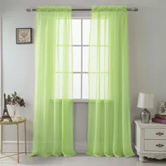 مجموعه RT Designers 90-in Neon Green Polyester Sheer Rod Pocket Single Curtain Panel |  PNC04358